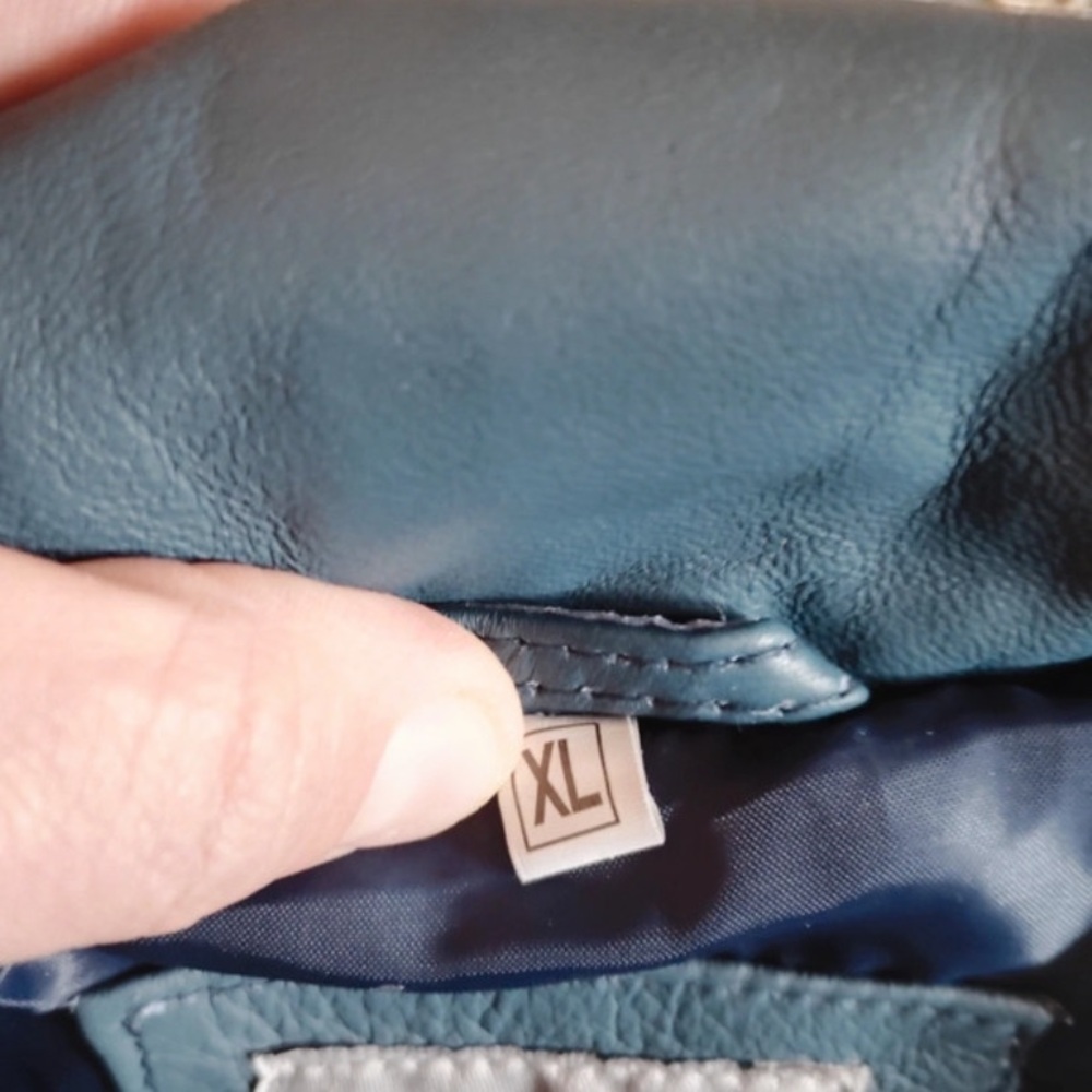 Womens Teal Leather Blazer Jacket - Picture 3 of 4